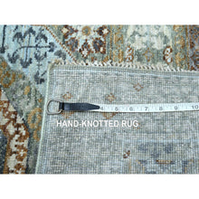 Load image into Gallery viewer, 2&#39;9&quot;x10&#39;4&quot; Mint Green, Pre Historic 14th Century Influence, Mamluk Design, Natural Dyes, Hand Knotted, Pure Wool, Runner, Oriental Rug FWR460872