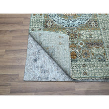 Load image into Gallery viewer, 2&#39;8&quot;x10&#39;4&quot; Pistachio Green, Hand Knotted, Pure Wool, Pre Historic 14th Century Influence, Mamluk Design, Natural Dyes, Runner, Oriental Rug FWR460878