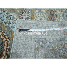 Load image into Gallery viewer, 2&#39;8&quot;x10&#39;4&quot; Pistachio Green, Hand Knotted, Pure Wool, Pre Historic 14th Century Influence, Mamluk Design, Natural Dyes, Runner, Oriental Rug FWR460878