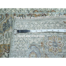 Load image into Gallery viewer, 2&#39;1&quot;x3&#39;2&quot; Mint Green, Hand Knotted, Pre Historic 14th Century Influence, Mamluk Design, Natural Dyes, Pure Wool, Sample, Mat, Oriental Rug FWR460914