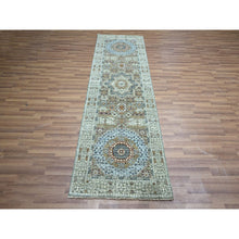 Load image into Gallery viewer, 2&#39;8&quot;x8&#39;1&quot; Pistachio Green, Hand Knotted, Pre Historic 14th Century Influence, Mamluk Design, Natural Dyes, Pure Wool, Runner, Oriental Rug FWR460920