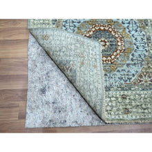 Load image into Gallery viewer, 2&#39;8&quot;x8&#39;1&quot; Pistachio Green, Hand Knotted, Pre Historic 14th Century Influence, Mamluk Design, Natural Dyes, Pure Wool, Runner, Oriental Rug FWR460920