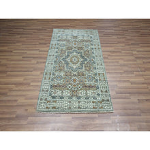 Load image into Gallery viewer, 3&#39;x5&#39;1&quot; Sage Green, Hand Knotted, Pure Wool, Pre Historic 14th Century Influence, Mamluk Design, Natural Dyes, Oriental Rug FWR460932