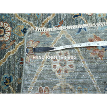 Load image into Gallery viewer, 2&#39;x3&#39; Sage Green, Trellis Borderless Garden Design, Agra, Hand Knotted, Hand Spun New Zealand Wool, Mat, Sample, Oriental Rug FWR460956