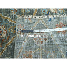 Load image into Gallery viewer, 2&#39;x3&#39; Viridian Green, Hand Spun New Zealand Wool, Trellis Borderless Garden Design, Agra, Hand Knotted, Mat Sample, Oriental Rug FWR460962