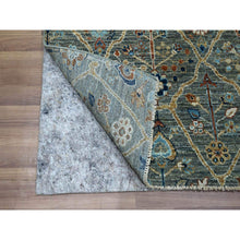 Load image into Gallery viewer, 2&#39;8&quot;x6&#39; Teal Green, Hand Knotted, Trellis Borderless Garden Design, Agra, Hand Spun New Zealand Wool, Runner, Oriental Rug FWR460968