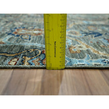 Load image into Gallery viewer, 2&#39;8&quot;x6&#39; Teal Green, Hand Knotted, Trellis Borderless Garden Design, Agra, Hand Spun New Zealand Wool, Runner, Oriental Rug FWR460968