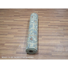 Load image into Gallery viewer, 2&#39;8&quot;x6&#39; Teal Green, Hand Knotted, Trellis Borderless Garden Design, Agra, Hand Spun New Zealand Wool, Runner, Oriental Rug FWR460968