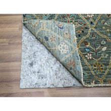 Load image into Gallery viewer, 2&#39;8&quot;x8&#39;1&quot; Viridian Green, Trellis Borderless Garden Design, Agra, Hand Knotted, Hand Spun New Zealand Wool, Runner, Oriental Rug FWR460986