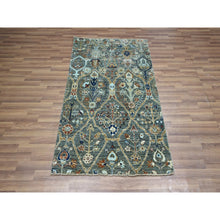 Load image into Gallery viewer, 3&#39;1&quot;x5&#39;1&quot; Hunter Green, Trellis Borderless Garden Design, Agra, Hand Knotted, Hand Spun New Zealand Wool,
Oriental Rug FWR460998
