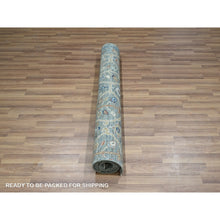 Load image into Gallery viewer, 3&#39;10&quot;x6&#39;1&quot; Viridian Green, Hand Knotted, Trellis Borderless Garden Design, Agra, Hand Spun New Zealand Wool, Oriental Rug FWR461004
