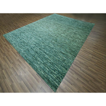 Load image into Gallery viewer, 9&#39;3&quot;x11&#39;7&quot; Sea Green, Grass Design With Looped Pile, Hand Knotted, Pure Wool, Oriental Rug FWR461028