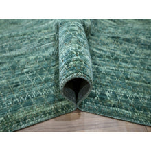 Load image into Gallery viewer, 9&#39;3&quot;x11&#39;7&quot; Sea Green, Grass Design With Looped Pile, Hand Knotted, Pure Wool, Oriental Rug FWR461028