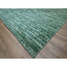 Load image into Gallery viewer, 9&#39;3&quot;x11&#39;7&quot; Sea Green, Grass Design With Looped Pile, Hand Knotted, Pure Wool, Oriental Rug FWR461028