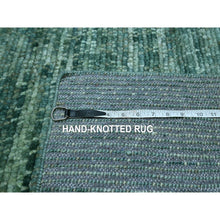 Load image into Gallery viewer, 9&#39;3&quot;x11&#39;7&quot; Sea Green, Grass Design With Looped Pile, Hand Knotted, Pure Wool, Oriental Rug FWR461028