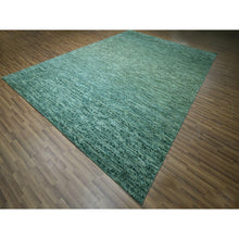 Load image into Gallery viewer, 10&#39;4&quot;x14&#39;2&quot; Mist Green, Hand Knotted, Grass Design With Looped Pile, Natural Wool, Oriental Rug FWR461052