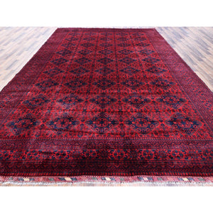 9'10"x13'2" Chili Red, Afghan Khamyab With Geometric Design, Soft And Shiny Wool, Hand Knotted, Vegetable Dyes, Oriental Rug FWR4608