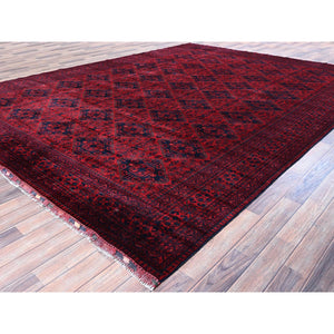 9'10"x13'2" Chili Red, Afghan Khamyab With Geometric Design, Soft And Shiny Wool, Hand Knotted, Vegetable Dyes, Oriental Rug FWR4608