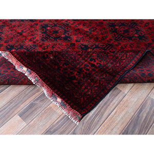 9'10"x13'2" Chili Red, Afghan Khamyab With Geometric Design, Soft And Shiny Wool, Hand Knotted, Vegetable Dyes, Oriental Rug FWR4608