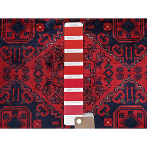 9'10"x13'2" Chili Red, Afghan Khamyab With Geometric Design, Soft And Shiny Wool, Hand Knotted, Vegetable Dyes, Oriental Rug FWR4608