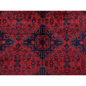 9'10"x13'2" Chili Red, Afghan Khamyab With Geometric Design, Soft And Shiny Wool, Hand Knotted, Vegetable Dyes, Oriental Rug FWR4608