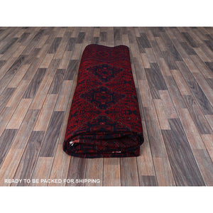 9'10"x13'2" Chili Red, Afghan Khamyab With Geometric Design, Soft And Shiny Wool, Hand Knotted, Vegetable Dyes, Oriental Rug FWR4608