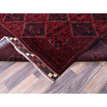 Load image into Gallery viewer, 9&#39;9&quot;x13&#39;10&quot; Carmine Red, Afghan Khamyab With Geometric Design, Soft And Velvety Wool, Hand Knotted, Natural Dyes, Oriental Rug FWR4632