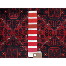 Load image into Gallery viewer, 9&#39;9&quot;x13&#39;10&quot; Carmine Red, Afghan Khamyab With Geometric Design, Soft And Velvety Wool, Hand Knotted, Natural Dyes, Oriental Rug FWR4632