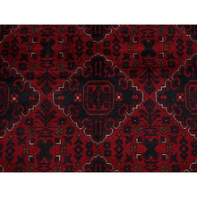 Load image into Gallery viewer, 9&#39;9&quot;x13&#39;10&quot; Carmine Red, Afghan Khamyab With Geometric Design, Soft And Velvety Wool, Hand Knotted, Natural Dyes, Oriental Rug FWR4632