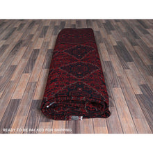 Load image into Gallery viewer, 9&#39;9&quot;x13&#39;10&quot; Carmine Red, Afghan Khamyab With Geometric Design, Soft And Velvety Wool, Hand Knotted, Natural Dyes, Oriental Rug FWR4632