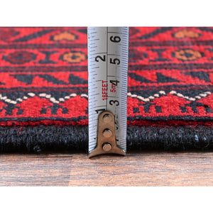 9'9"x13'10" Carmine Red, Afghan Khamyab With Geometric Design, Soft And Velvety Wool, Hand Knotted, Natural Dyes, Oriental Rug FWR4632