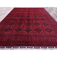 Load image into Gallery viewer, 9&#39;9&quot;x12&#39;8&quot; Crimson Red, Afghan Khamyab With Geometric Pattern, Hand Knotted, Soft And Velvety Wool, Vegetable Dyes, Oriental Rug FWR4644