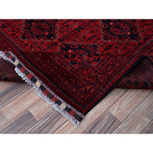 Load image into Gallery viewer, 9&#39;9&quot;x12&#39;8&quot; Crimson Red, Afghan Khamyab With Geometric Pattern, Hand Knotted, Soft And Velvety Wool, Vegetable Dyes, Oriental Rug FWR4644
