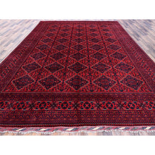 Load image into Gallery viewer, 9&#39;9&quot;x13&#39;1&quot; Scarlet Red, Afghan Khamyab With Geometric Design, Soft And Shiny Wool, Hand Knotted, Vegetable Dyes, Oriental Rug FWR4650