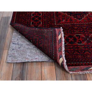 9'9"x13'1" Scarlet Red, Afghan Khamyab With Geometric Design, Soft And Shiny Wool, Hand Knotted, Vegetable Dyes, Oriental Rug FWR4650