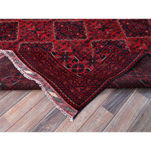 Load image into Gallery viewer, 9&#39;9&quot;x13&#39;1&quot; Scarlet Red, Afghan Khamyab With Geometric Design, Soft And Shiny Wool, Hand Knotted, Vegetable Dyes, Oriental Rug FWR4650