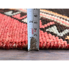 Load image into Gallery viewer, 3&#39;1&quot;x8&#39;4&quot; Imperial Red, Vintage Persian Shiraz with Geometric Pattern, 100% Wool, Hand Knotted, Shaved Down, Zero Pile, Even Wear, Sides and Ends Professionally Secured, Good Condition, Runner, Oriental Rug FWR4662