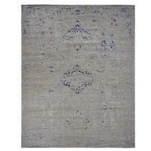 Load image into Gallery viewer, 11&#39;10&quot;x14&#39;9&quot; Marian Blue, Diminishing Cypress Tree with Medallion Design, Silk with Textured Wool, Hand Knotted, Oversized Oriental Rug FWR468006