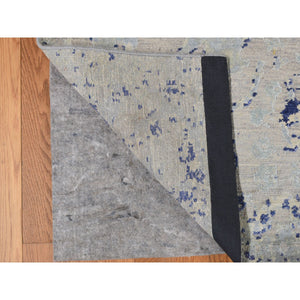 11'10"x14'9" Marian Blue, Diminishing Cypress Tree with Medallion Design, Silk with Textured Wool, Hand Knotted, Oversized Oriental Rug FWR468006
