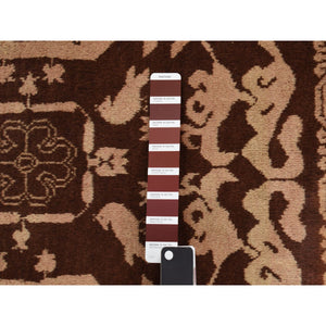 4'x6'8" Bole Brown, Afghan Baluch with Small Bird Figurines, 100% Wool, Hand Knotted, Earthtone Colors, Oriental Rug FWR468018