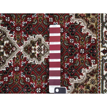 Load image into Gallery viewer, 2&#39;8&quot;x8&#39;5&quot; Carmine Red, Tabriz Mahi, Wool and Silk, Hand Knotted, Runner Oriental Rug FWR468024