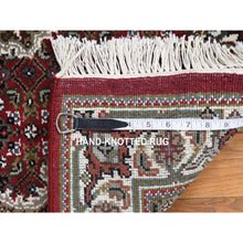 Load image into Gallery viewer, 2&#39;8&quot;x8&#39;5&quot; Carmine Red, Tabriz Mahi, Wool and Silk, Hand Knotted, Runner Oriental Rug FWR468024