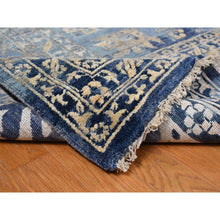 Load image into Gallery viewer, 11&#39;8&quot;x14&#39;8&quot; Air Force Blue, Broken And Erased Persian Heriz Design, Wool And Silk, Hand Knotted, Oversized Oriental Rug FWR468036