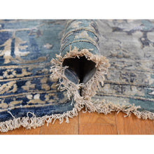 Load image into Gallery viewer, 11&#39;8&quot;x14&#39;8&quot; Air Force Blue, Broken And Erased Persian Heriz Design, Wool And Silk, Hand Knotted, Oversized Oriental Rug FWR468036