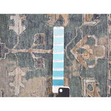 Load image into Gallery viewer, 11&#39;8&quot;x14&#39;8&quot; Air Force Blue, Broken And Erased Persian Heriz Design, Wool And Silk, Hand Knotted, Oversized Oriental Rug FWR468036