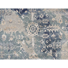 Load image into Gallery viewer, 11&#39;8&quot;x14&#39;8&quot; Air Force Blue, Broken And Erased Persian Heriz Design, Wool And Silk, Hand Knotted, Oversized Oriental Rug FWR468036