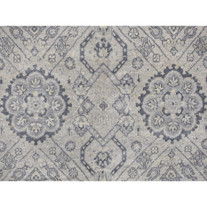 11'10"x14'9" Light Gray, Tone On Tone Geometric Jewellery Design, Pure Wool, Hand Knotted, Oversized Oriental Rug FWR468042