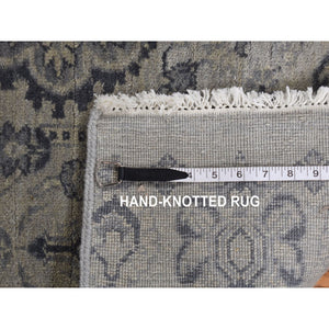 11'10"x14'9" Light Gray, Tone On Tone Geometric Jewellery Design, Pure Wool, Hand Knotted, Oversized Oriental Rug FWR468042