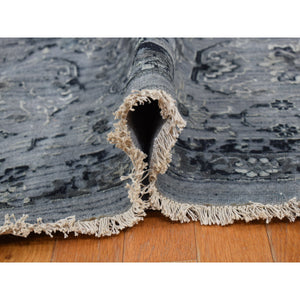 12'1"x17'7" Nickel Gray, Broken And Erased Persian Design, Silk With Textured Wool, Hand Knotted, Oversized Oriental Rug FWR468048