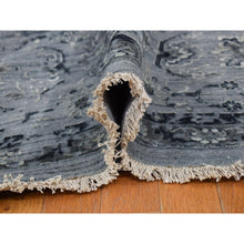 Load image into Gallery viewer, 12&#39;1&quot;x17&#39;7&quot; Nickel Gray, Broken And Erased Persian Design, Silk With Textured Wool, Hand Knotted, Oversized Oriental Rug FWR468048
